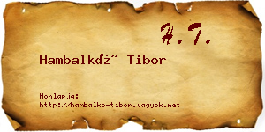Hambalkó Tibor névjegykártya